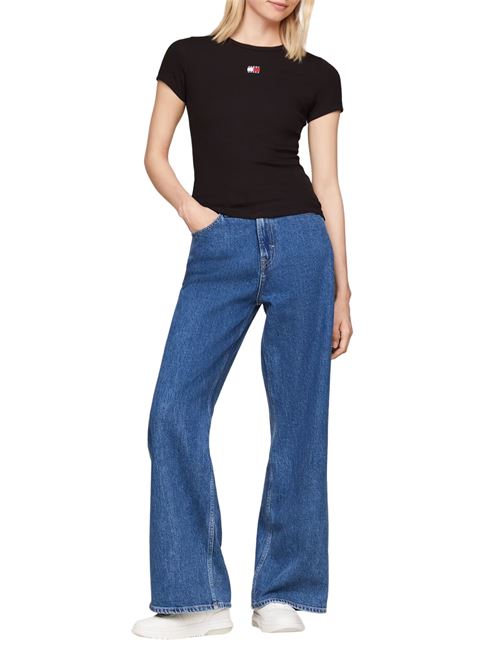 T-shirt donna nera in cotone Tommy Jeans | DW0DW17881BDS